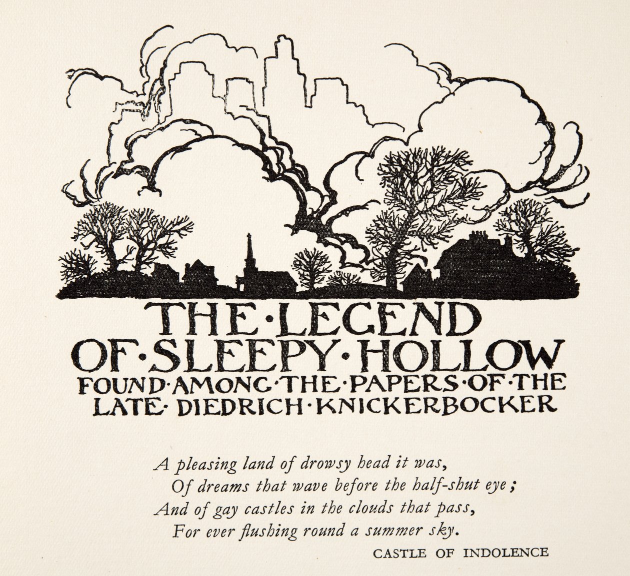 The Legend of Sleepy Hollow, Washngton Irvingin (1783 - 1859) kirjoittamasta The Legend of Sleepy Hollow -teoksesta, julkaisu. 1928 tekijältä Arthur Rackham