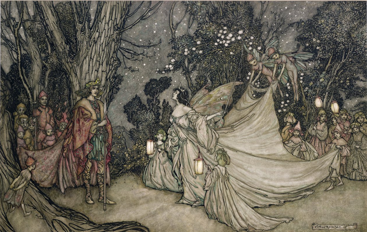 Oberonin ja Titanian tapaaminen tekijältä Arthur Rackham
