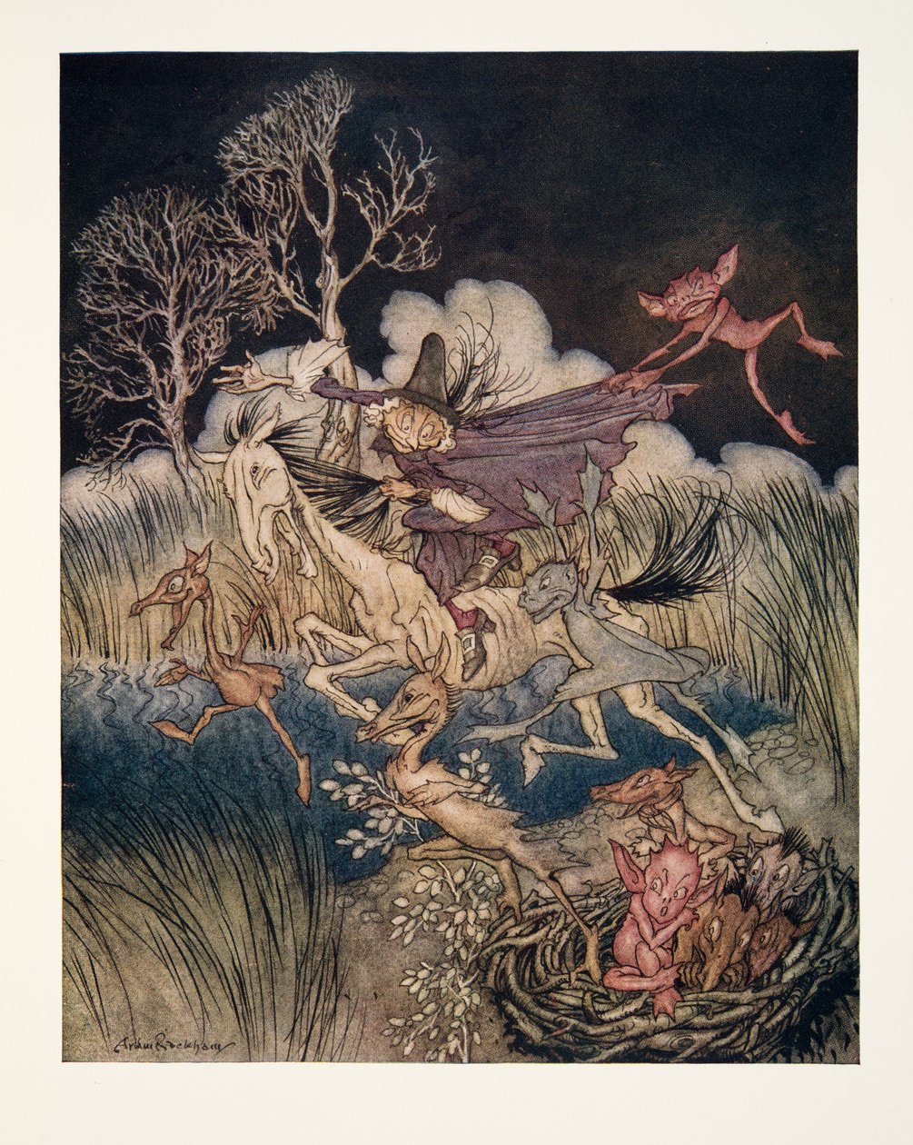 The Nightmare, hänen koko yhdeksänkertainen?, The Legend of Sleepy Hollow, kirjoittanut Washington Irving (1783 - 1859), pub. 1928 tekijältä Arthur Rackham
