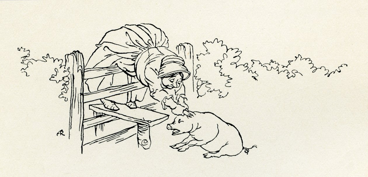 Vanha nainen ja hänen sika tekijältä Arthur Rackham