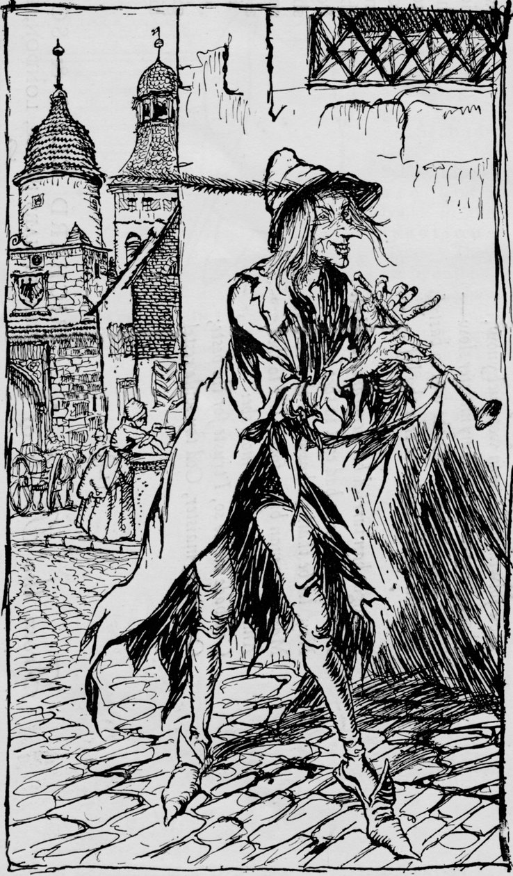 Hamelinin Pied Piper, 1934 tekijältä Arthur Rackham