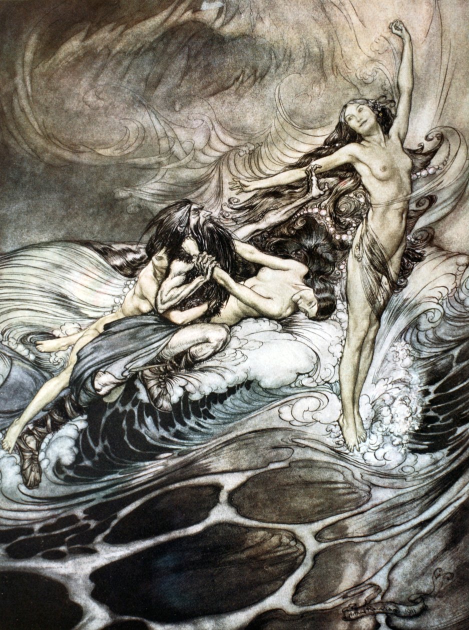 "Reinneidot saavat sormuksen haltuunsa ja kantavat sen voitolla", 1924. tekijältä Arthur Rackham