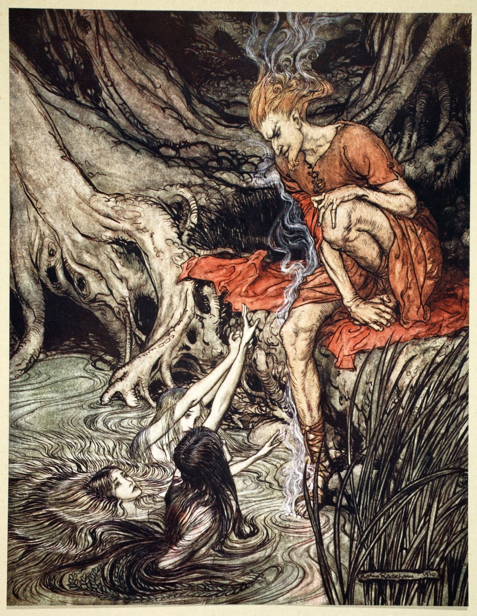 "Reinin puhtaasti kiiltävät lapset kertoivat minulle surustaan", 1910. tekijältä Arthur Rackham