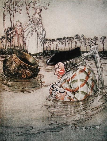 The Two Pots, kuvitus teoksesta Aesop