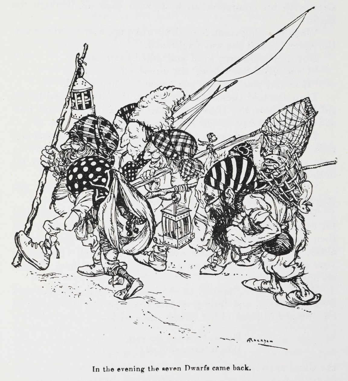 Lumikello (Lumikki) seitsemän kääpiötä tekijältä Arthur Rackham