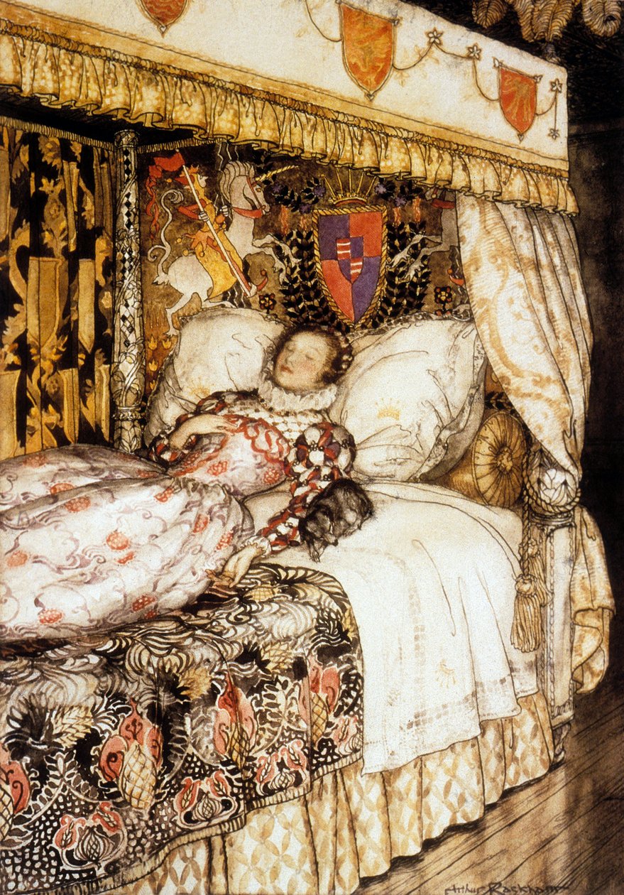 Nukkuva prinsessa, Arthur Rackhamin kuvitus Charles Perraultin tarinaan "Sleeping Beauty" tekijältä Arthur Rackham