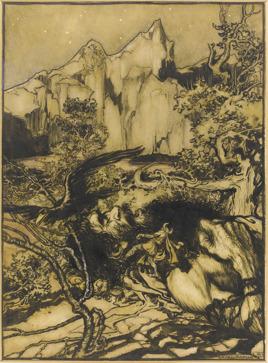 Thorsin matka jättiläisten maahan, 1901 tekijältä Arthur Rackham