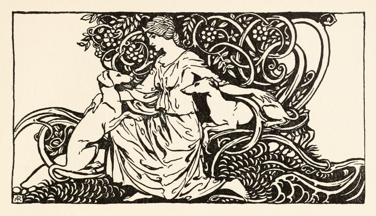 Tuiren Branin ja Sceólanin kanssa elokuvasta Branin syntymä irlantilaisissa saduissa. tekijältä Arthur Rackham
