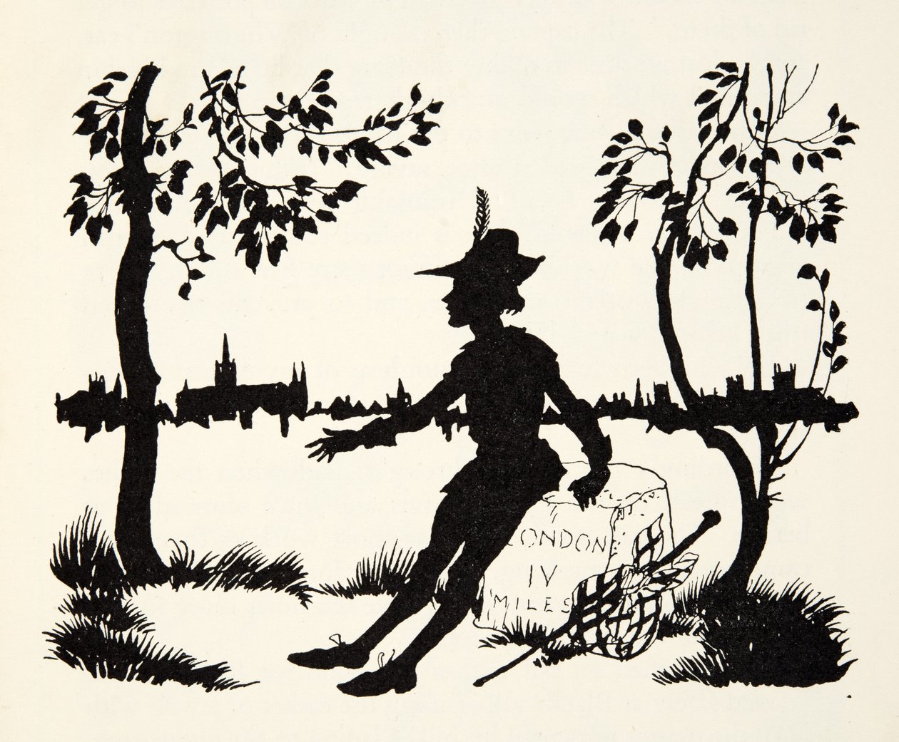 Kääntäkää uudelleen Whittington, Lontoon kolminkertainen lordipormestari, The Arthur Rackham Fairy Book -pubista. 1933 tekijältä Arthur Rackham