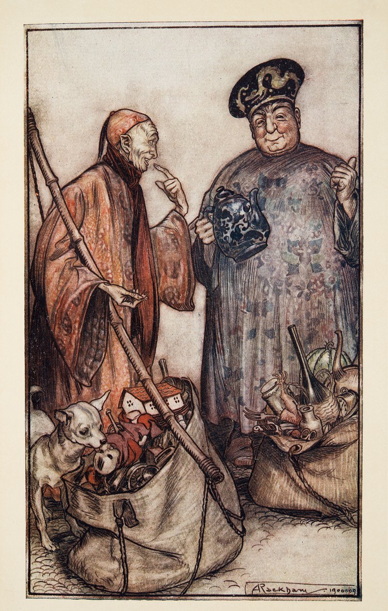 Two of Those Sages ?.Like Pedlars Among Us, Jonathon Swiftin (1667 - 1745) Gulliversin matkat, julkaisu. 1909 tekijältä Arthur Rackham