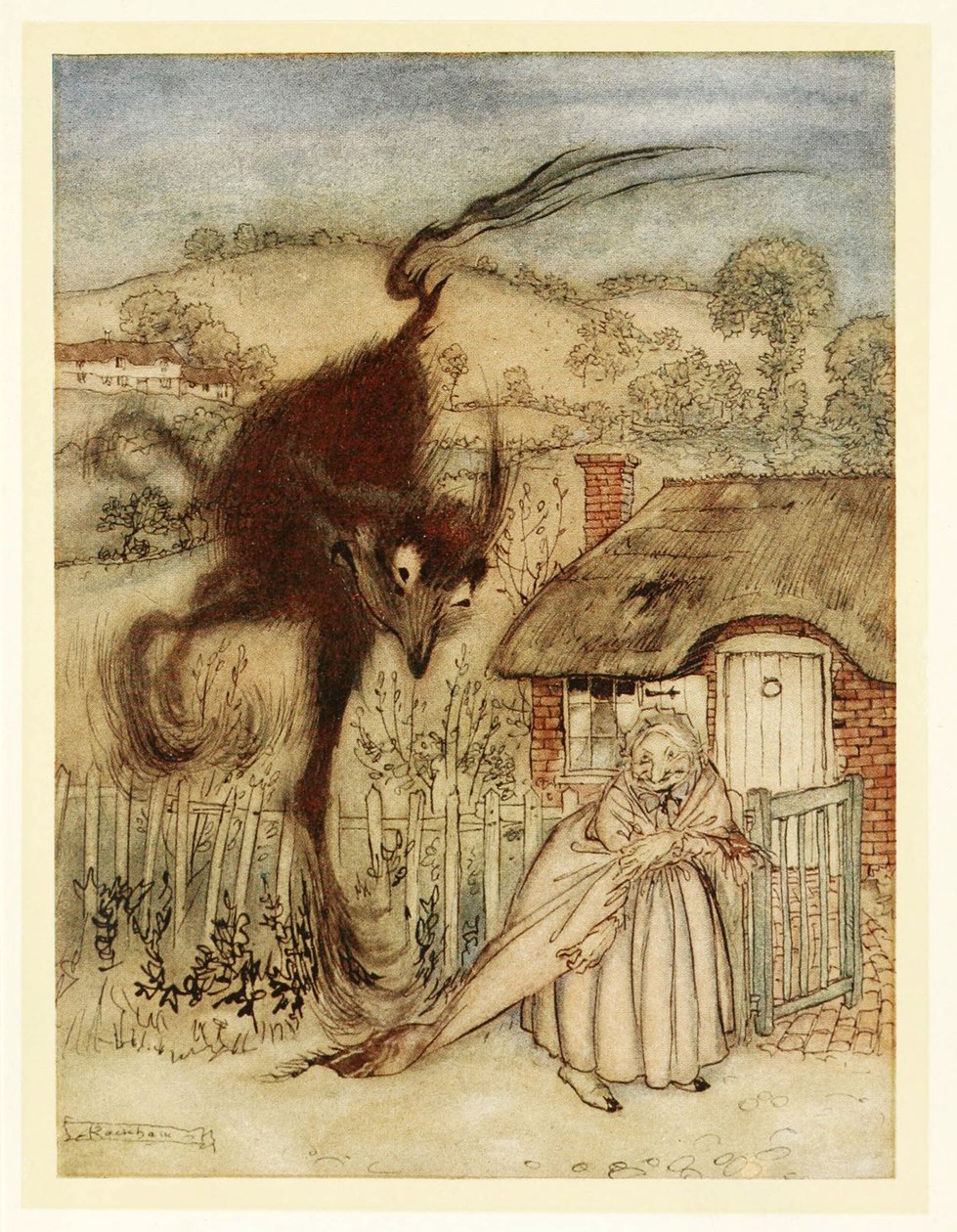 Hyvin! hän naurahti, minulla on onni!, Englannin satuista, pubista. 1922 tekijältä Arthur Rackham