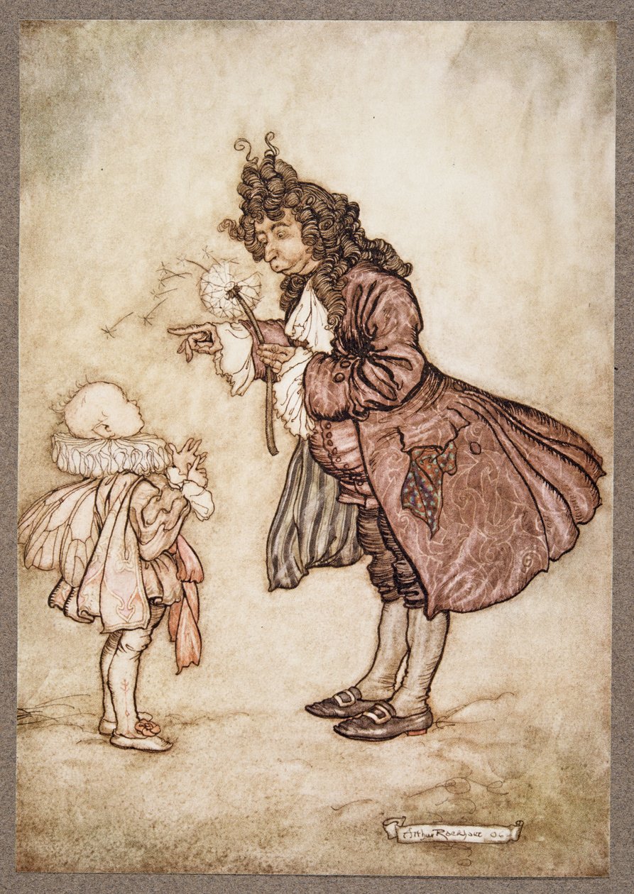 Kun hänen Majesteettinsa haluaa tietää ajan, J M Barrien (1860 - 1937) pub, Peter Pan Kensington Gardensissa. 1906 tekijältä Arthur Rackham