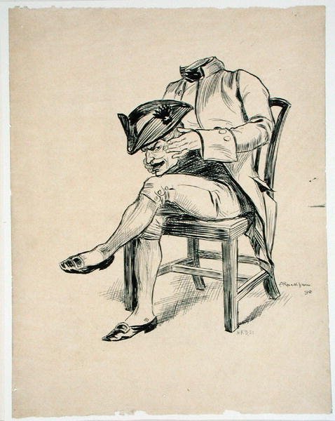 "Pää sylissään", kuvitus Thomas Ingoldsbyn teoksesta "The Ingoldsby Legends, or Mirth and Marvels", julkaistu 1898 (kynä ja muste paperille) tekijältä Arthur Rackham
