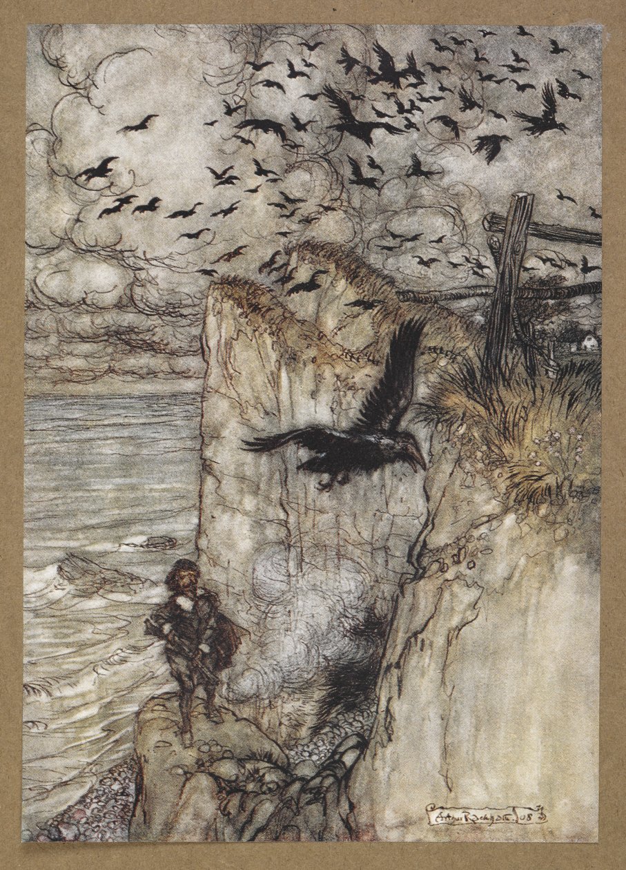 .... ruosteenruskea naarmuja, monet lajissaan, nousevat ja kiemurtelevat aseen ilmoituksesta. Kohtaus Kesäyön unelmasta. tekijältä Arthur Rackham