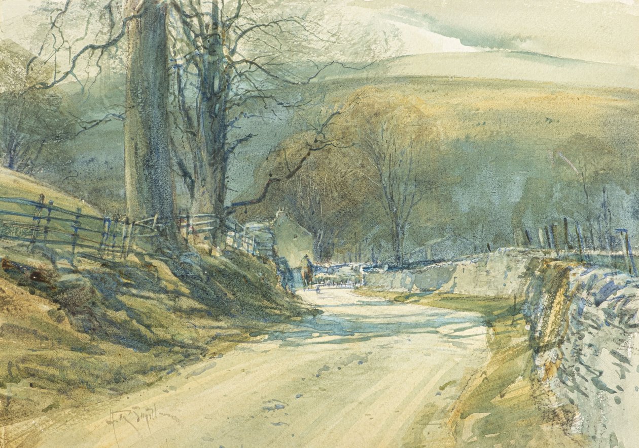 The Winding Road, Upper Wharfedale (akvarelli) tekijältä Arthur Reginald Smith