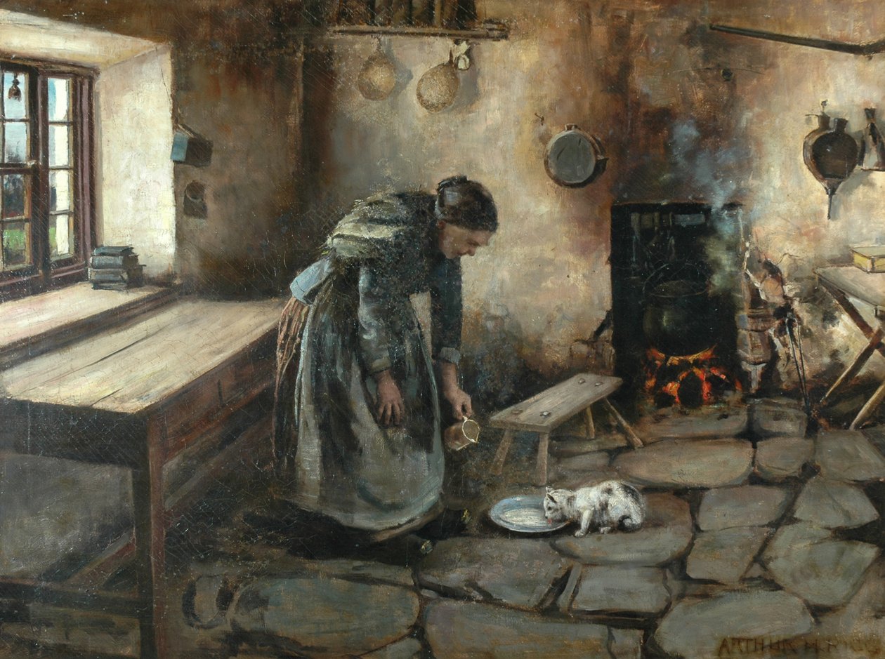 Maalaistalon sisustus (öljy kankaalle) tekijältä Arthur Rigg