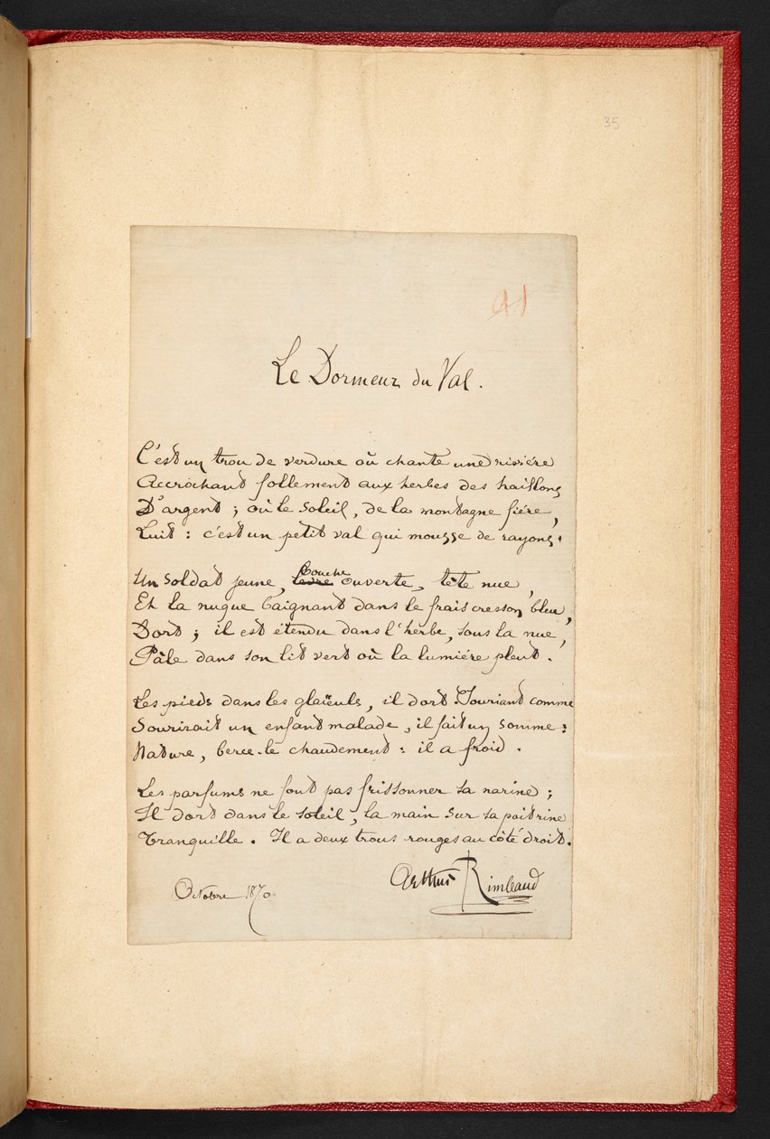 Le Dormeur du val tekijältä Arthur Rimbaud