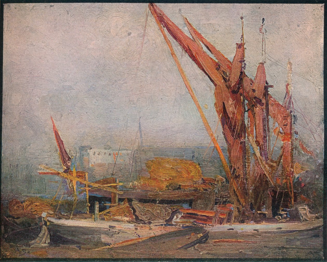 Heinäproomut Thamesilla, 1905 tekijältä Arthur Streeton
