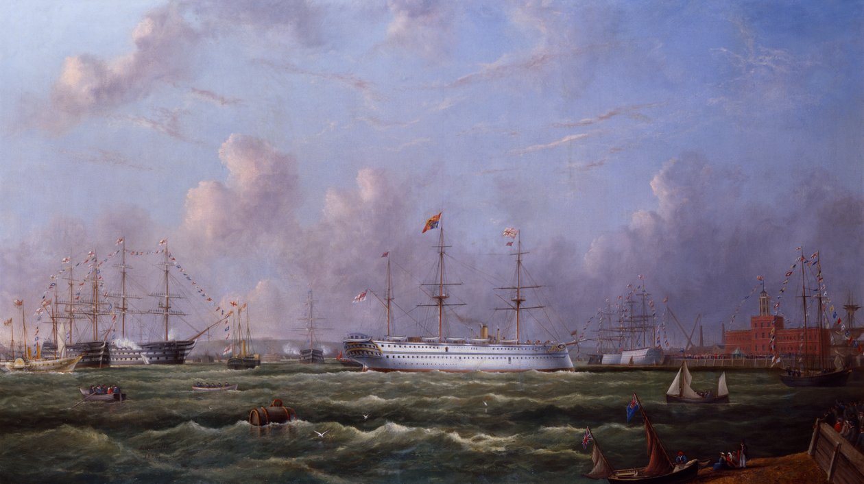 Intialainen joukkolaiva "Serapis" saapuu Portsmouthiin tekijältä Arthur Wellington Fowles