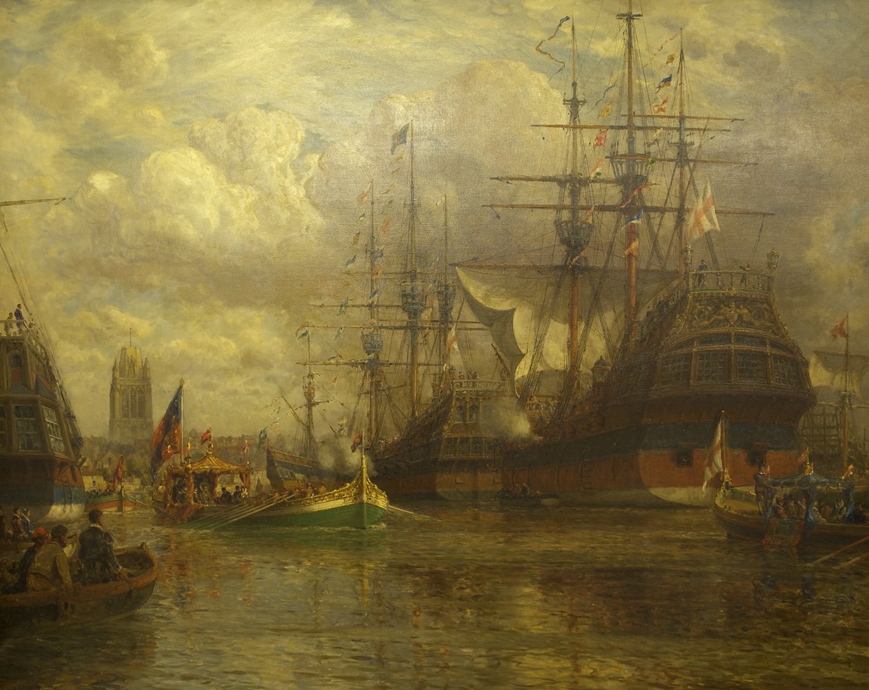 Kuningatar Elisabet ohittaa Avonin vieraillakseen Hungroadissa, 1574, 1916 tekijältä Arthur Wilde Parsons