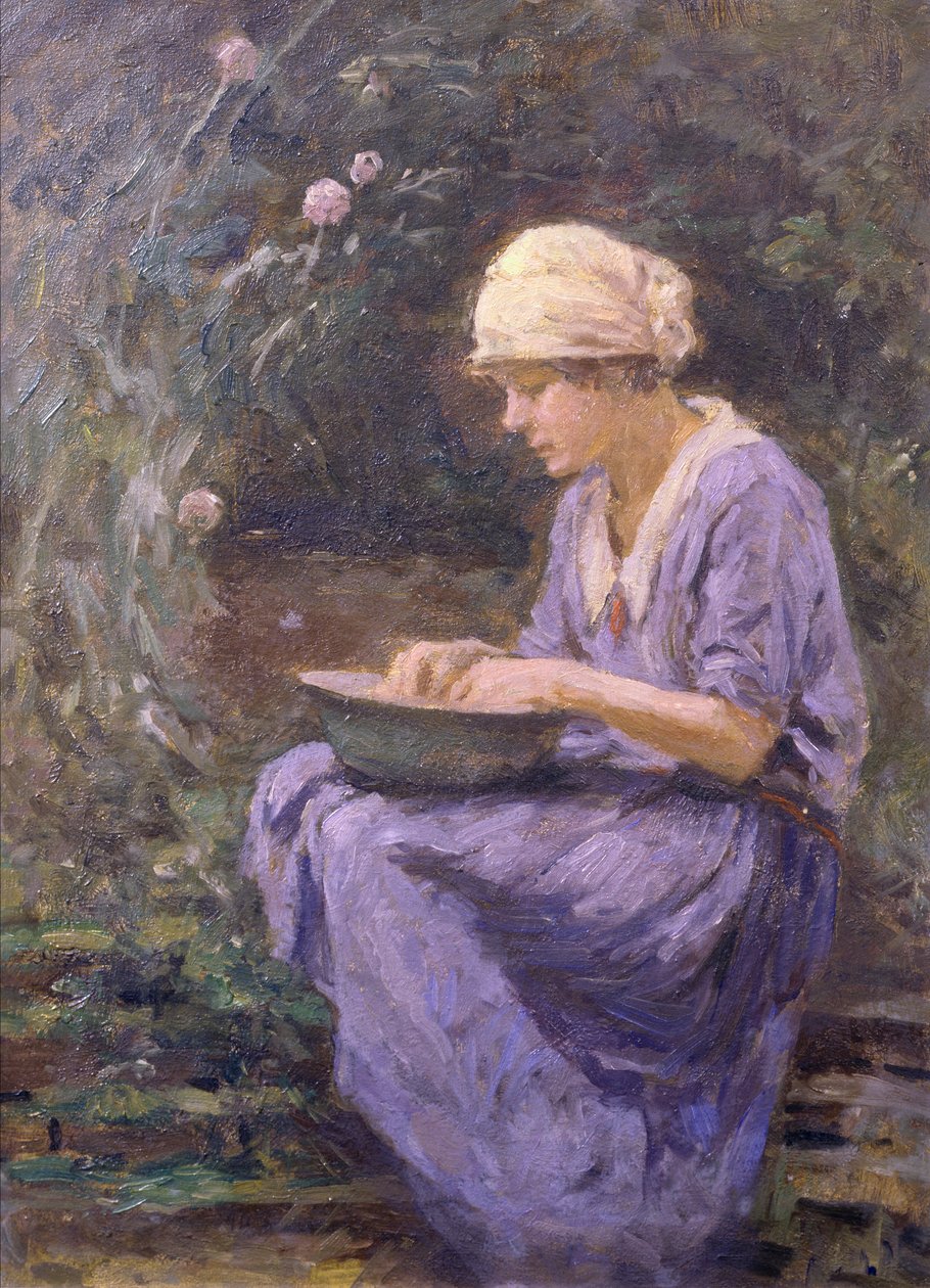 Tyttö töissä (öljy kankaalle) tekijältä Arthur Winter Shaw
