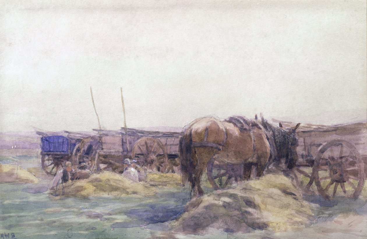 Heinäkärryt hevosella (akvarelli paperille) tekijältä Arthur Winter Shaw