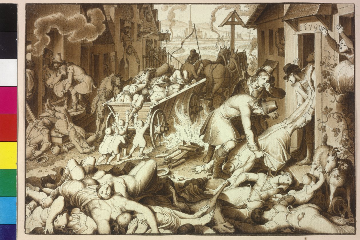 1679 kuolee Wienissä tammi-marraskuussa 122.849 ihmistä suuressa ruttoon. tekijältä Artist Unknown