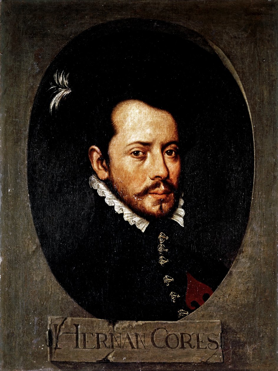 CORTES Hernan ( 1485-1547). Meksikon espanjalainen valloittaja (öljy kankaalle). tekijältä Artist Unknown
