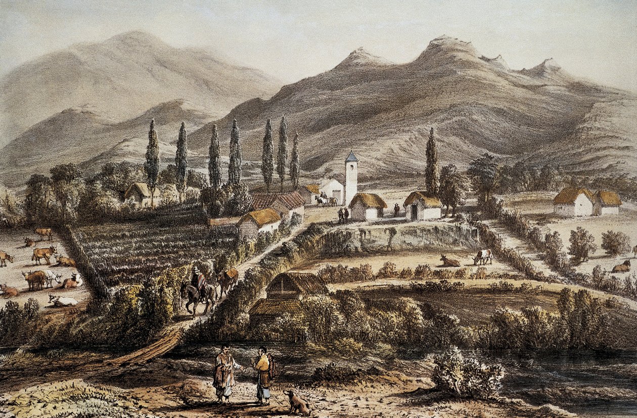 Chile (1837). Cogoti. Litografia tekijältä Artist Unknown