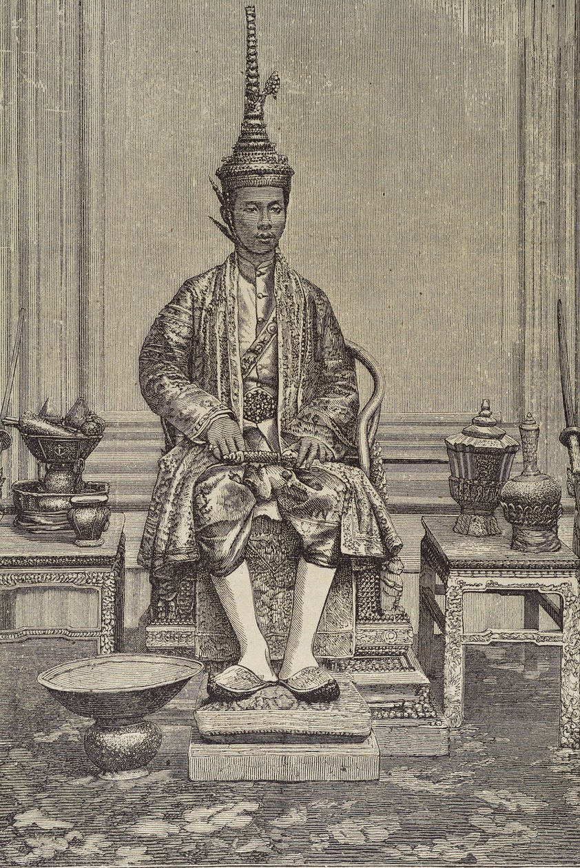 Chulalongkorn eli Rama V (1853-1910). Siamin viides monarkki Chakri-heimon alaisuudessa. Kaiverrus. Yksityiskokoelma tekijältä Artist Unknown