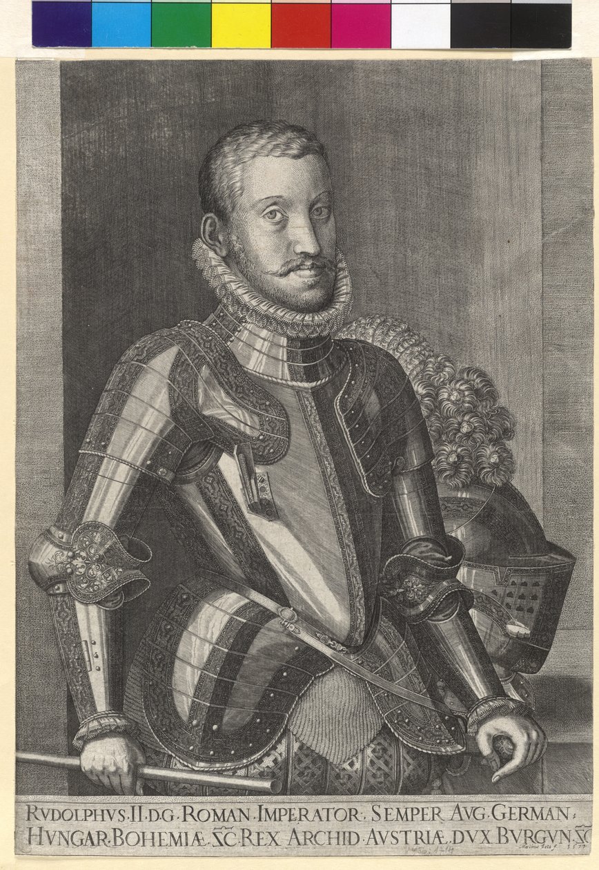 Martin Rotan kuparikaiverrus Keisari Rudolf II:n kaiverrus. tekijältä Artist Unknown