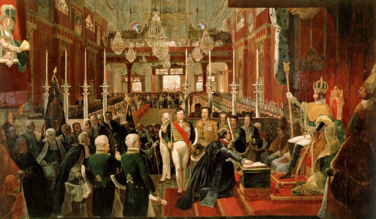 Brasilian keisari Pedro I:n kruunajaiset (painettu) tekijältä Artist Unknown