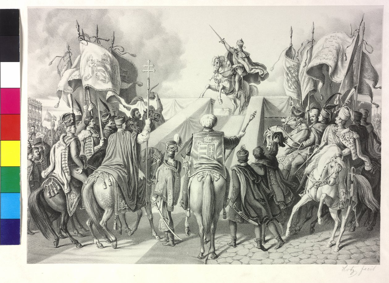 Itävallan Ferdinand I:n kruunajaiset Unkarin kuninkaaksi Bratislavassa klo 28. syyskuuta 1830 tekijältä Artist Unknown