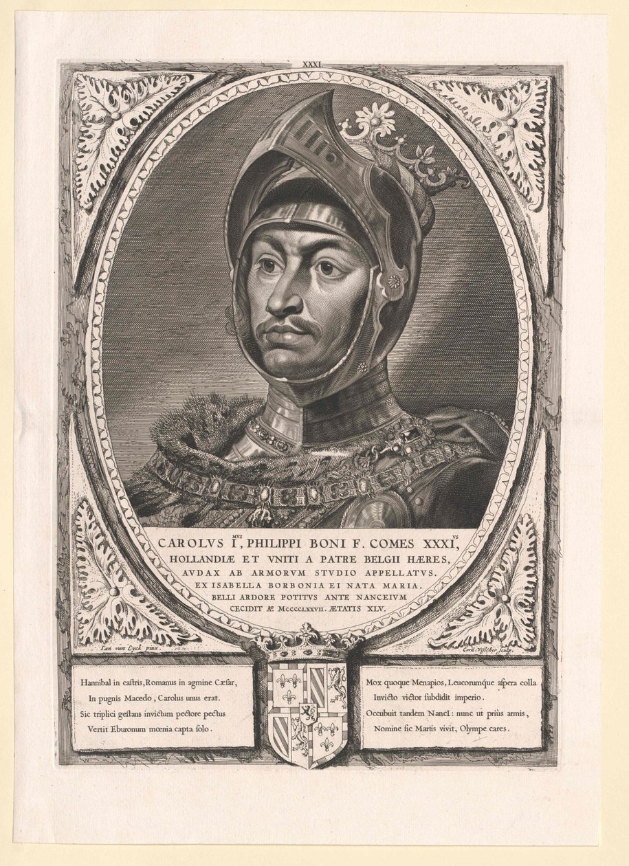 Burgundin herttua Kaarle Rohkea (painettu) tekijältä Artist Unknown
