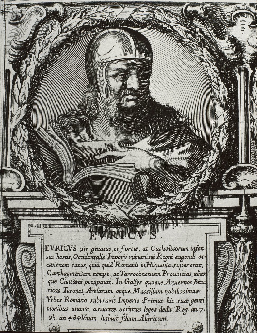 EURIC (420-484). Visigoottien kuningas (466-484). Kaiverrus. tekijältä Artist Unknown