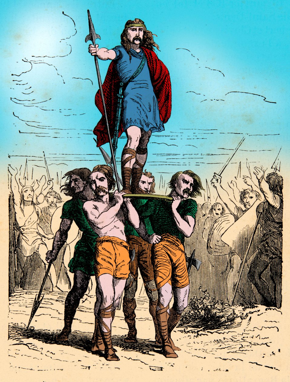 Kaiverrus - Gallialainen kokki kantaa kilvessään riemuvoittoa (kaiverrus) (kaiverrus) tekijältä Artist Unknown