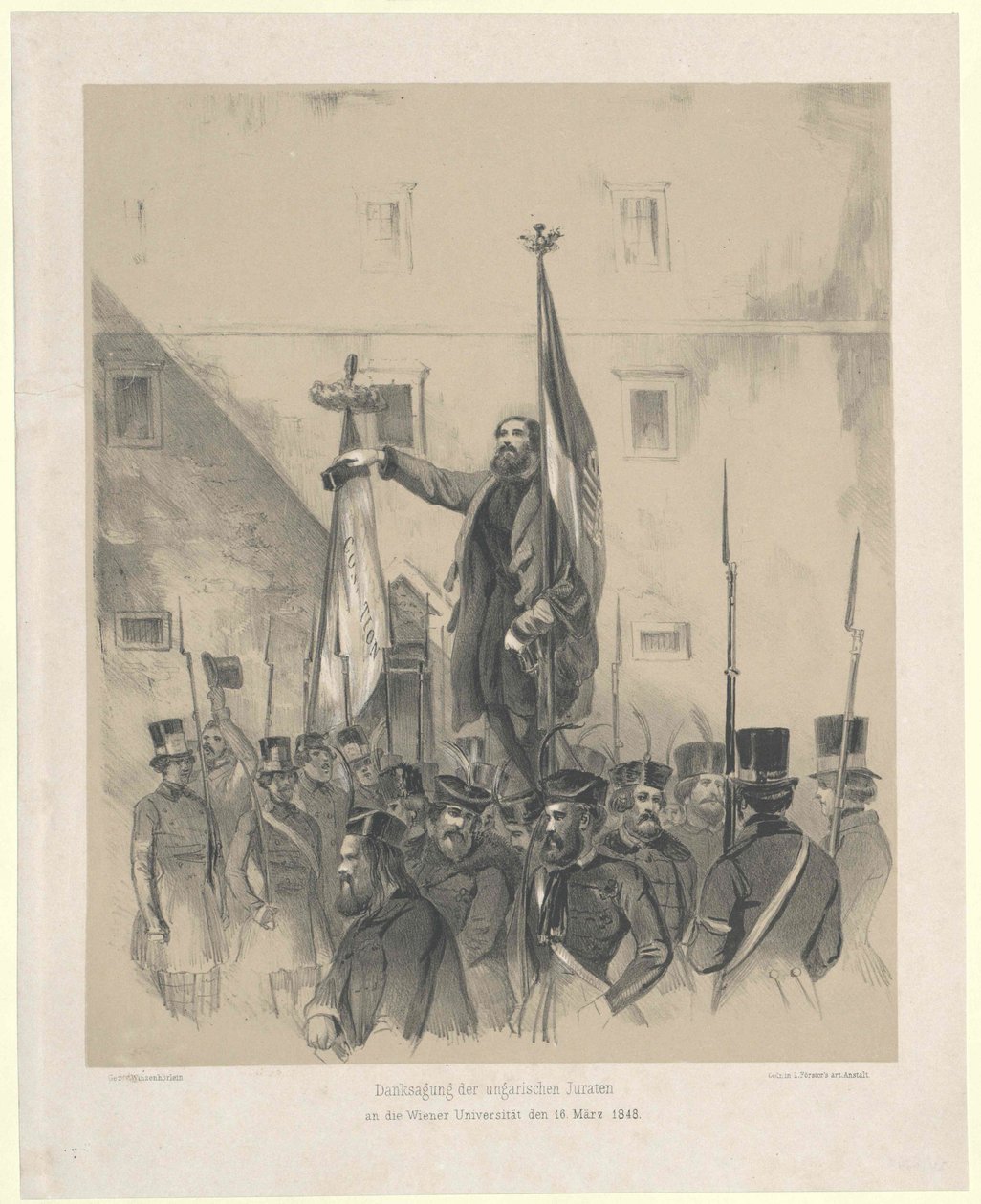 Unkarilaisten juristien kiitokset Wienin yliopistossa 16. maaliskuuta 1848. tekijältä Artist Unknown