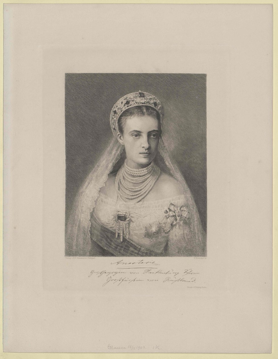Venäjän suuriruhtinatar Anastasia Mihailovna tekijältä Artist Unknown