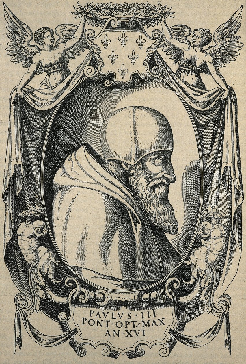 HULSIUS, Levinus (1550-1606). Paavali III. 16. vuosisadan loppu. Muotokuva ja camauro. Kaiverrus. tekijältä Artist Unknown