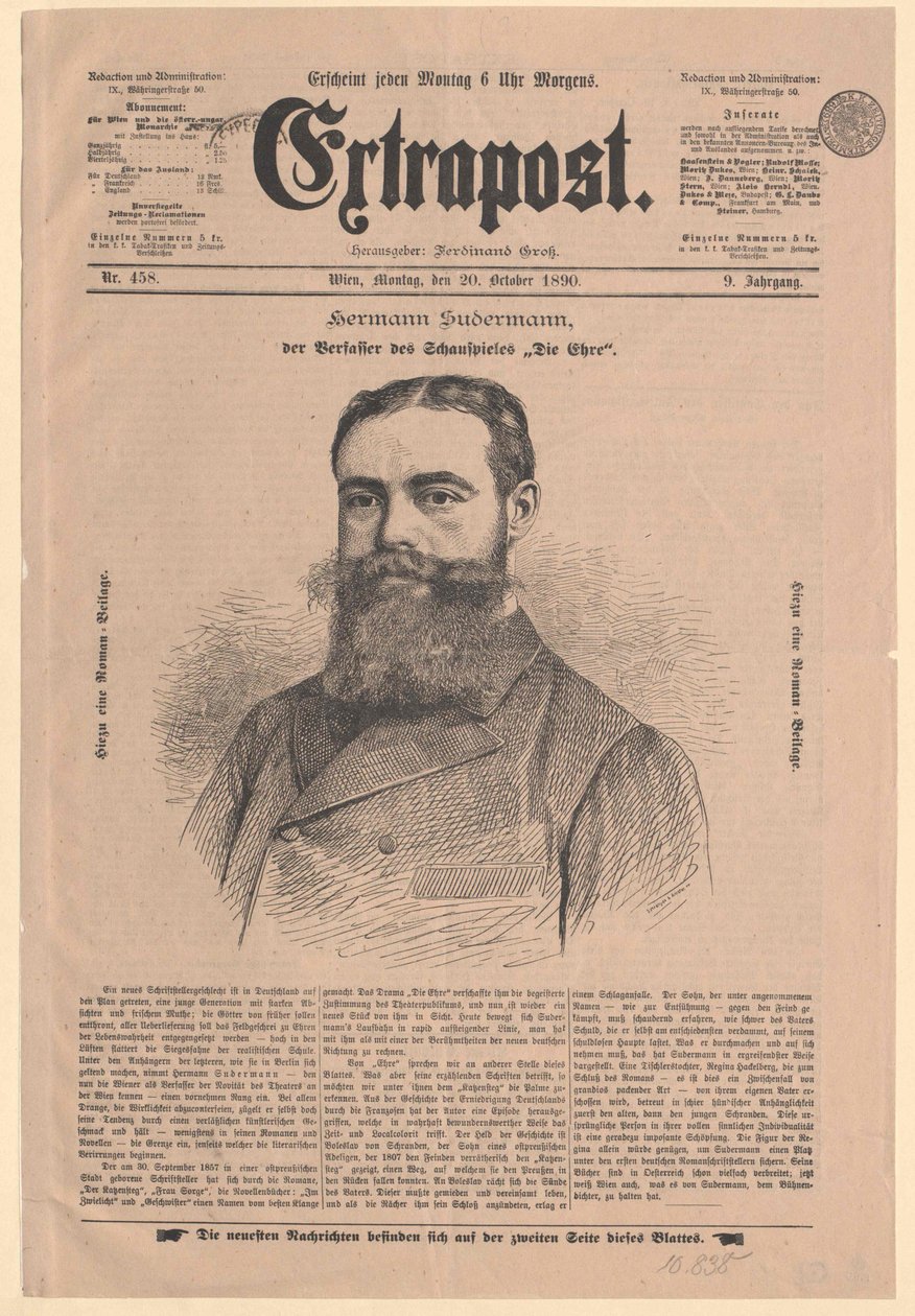 Hermann Sudermann (painettu) tekijältä Artist Unknown