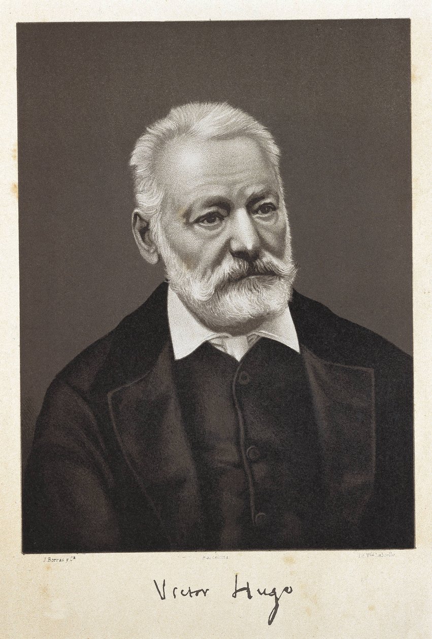 Hugo, Victor (1802-1885). Ranskalainen romanttinen kirjailija. Litografia tekijältä Artist Unknown