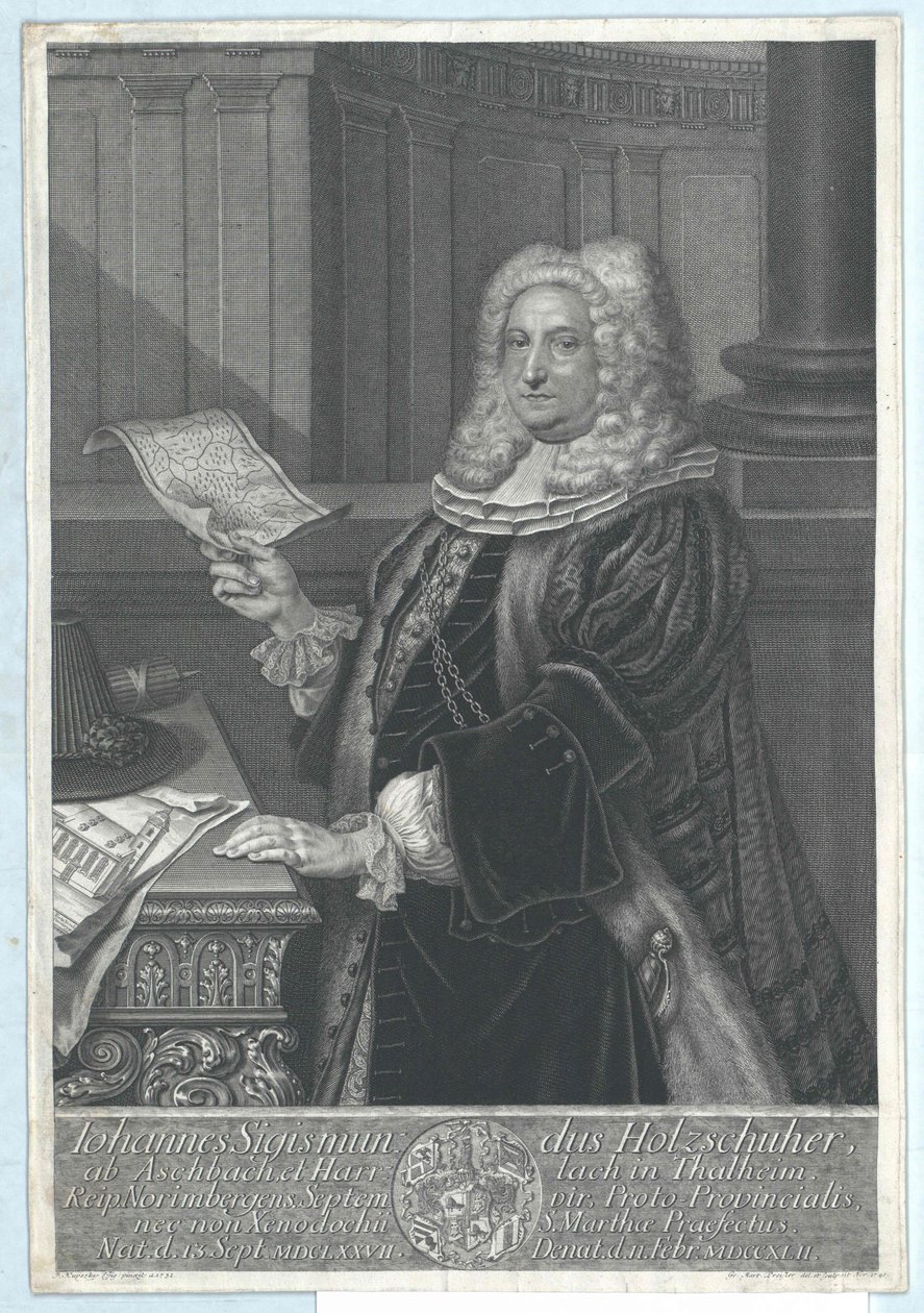 Johann Sigismund Holzschuher von Aspach ja Harrlach Thalheimissa. tekijältä Artist Unknown