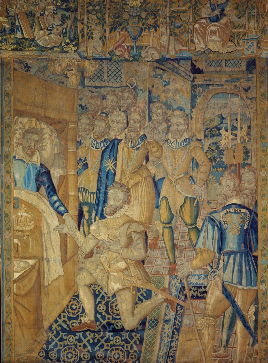 Kuningas Henrik III (1551-1589) kuolinvuoteellaan, munkki Jacques Clementin salamurhaama 1.8.1589. tekijältä Artist Unknown