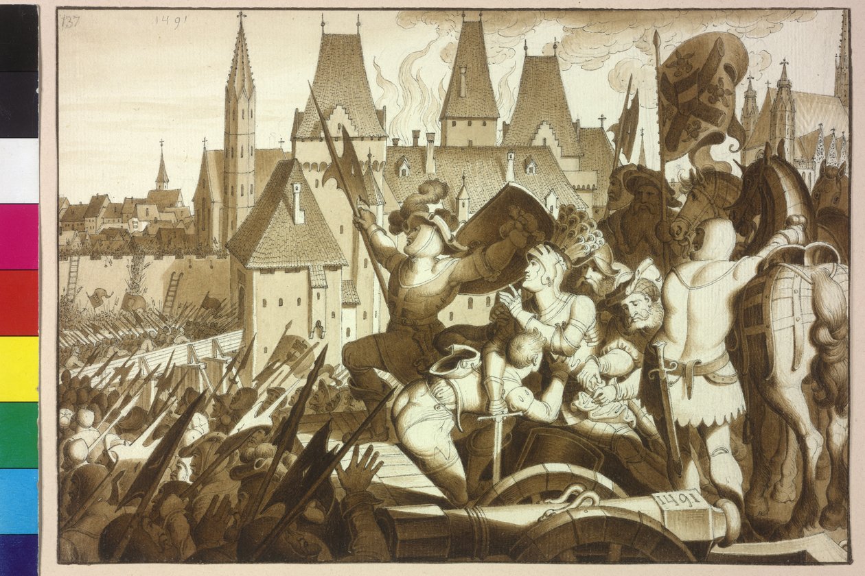Kuningas Maximilian I valloittaa jälleen Wienin ja esi-isiensä linnan. tekijältä Artist Unknown