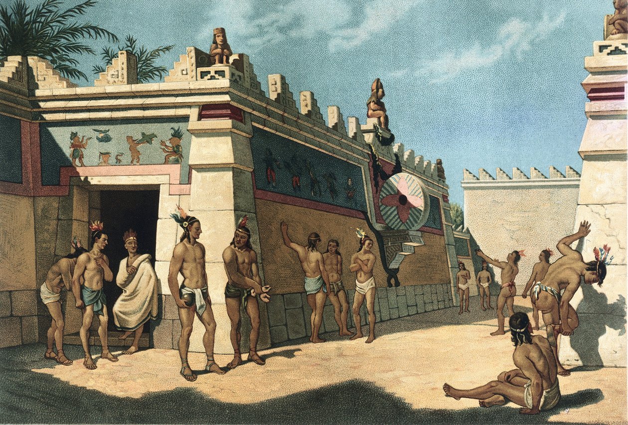 Maya-sivilisaatio, Mesoamerikkalainen pallopeli, Litografia tekijältä Artist Unknown