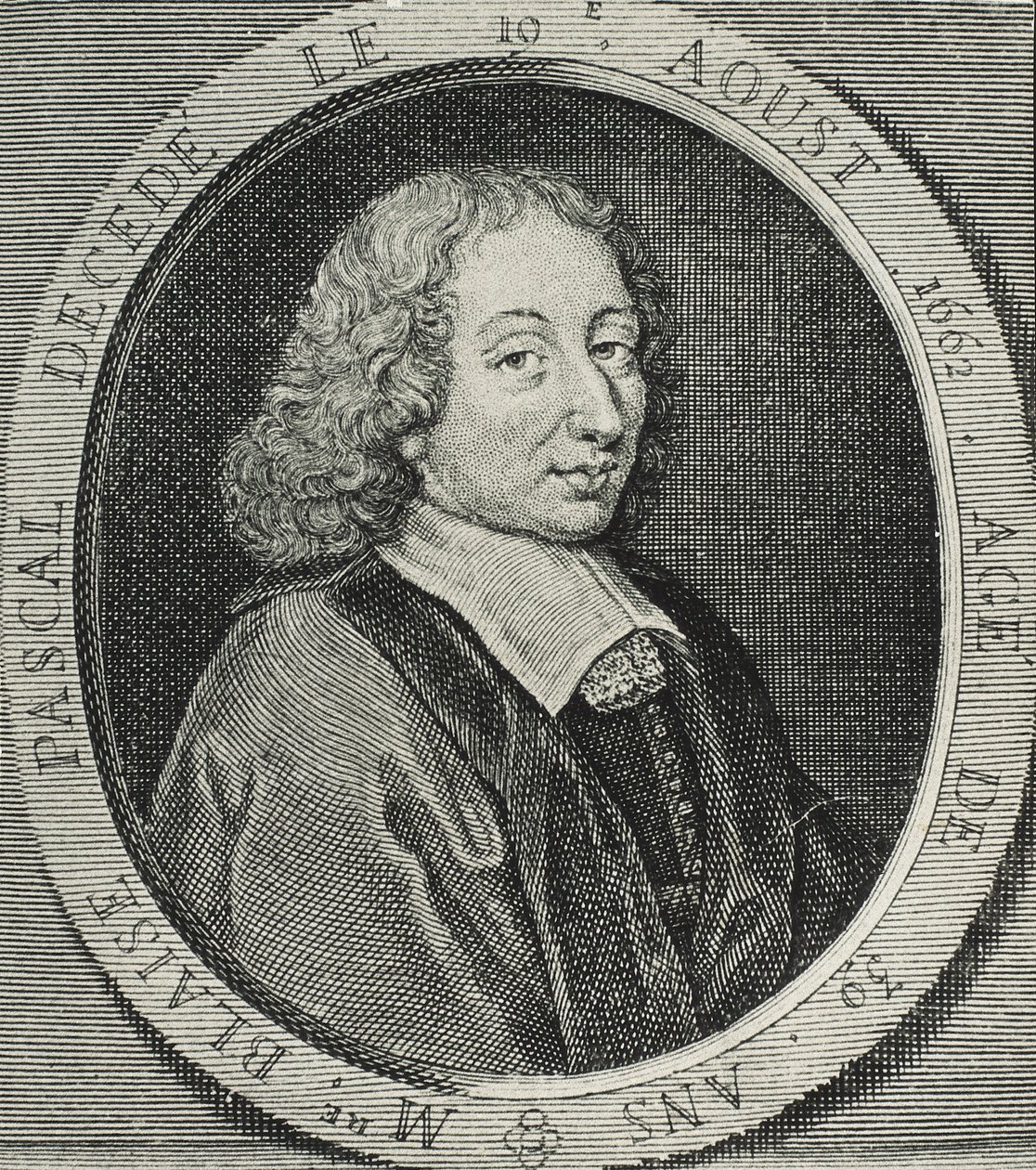 PASCAL, Blaise (1623-1662). Ranskalainen matemaatikko, fyysikko ja filosofi. Kaiverrus tekijältä Artist Unknown