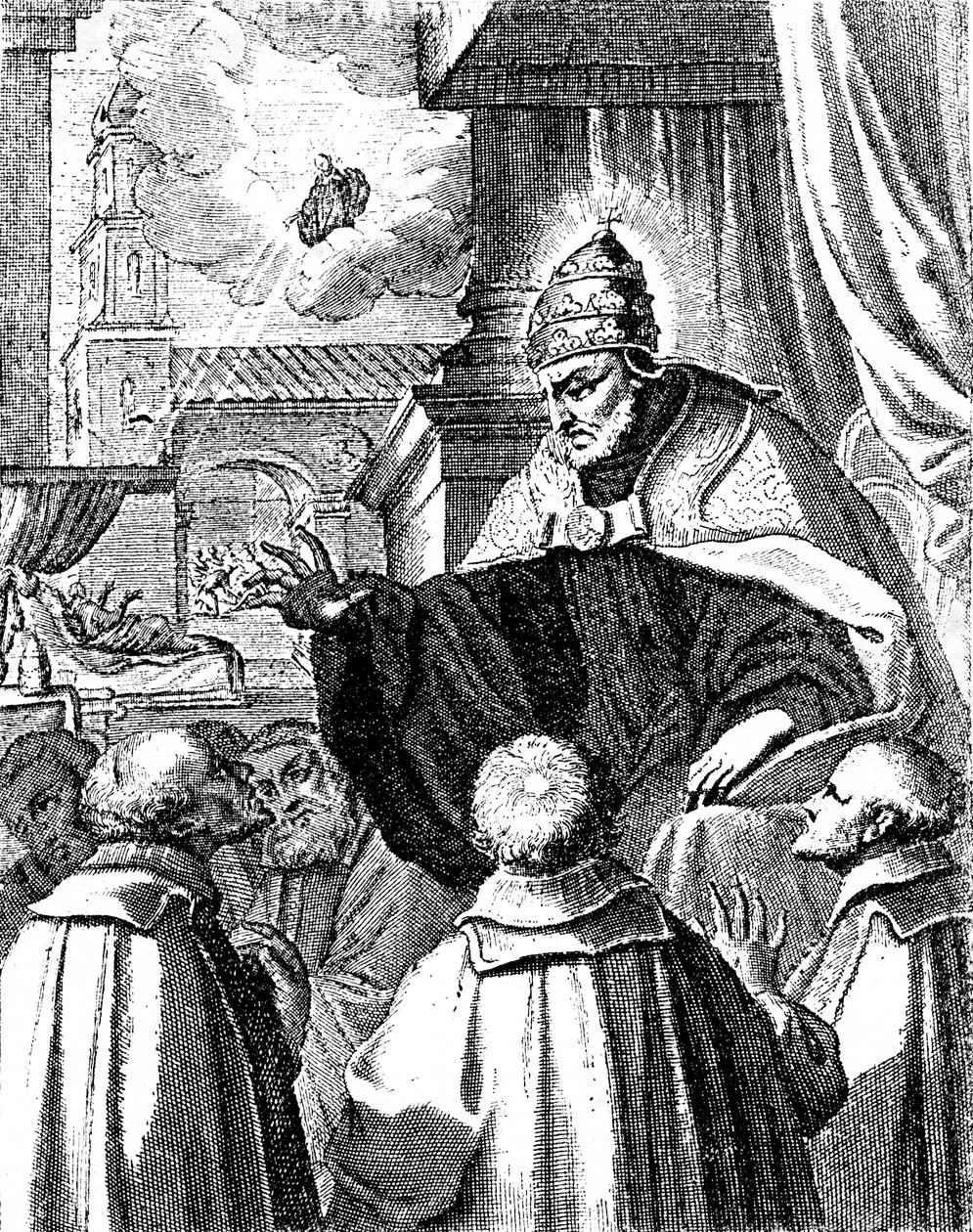 Paavin edustajat Konstantinopolin Mikael I:n hovissa, vuoden 1054 skisma (kaiverrus). tekijältä Artist Unknown