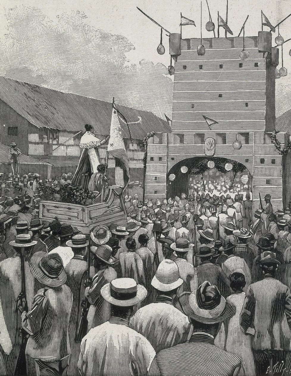 Filippiinit (1899). Protesti Manilassa. (kaiverrus) tekijältä Artist Unknown