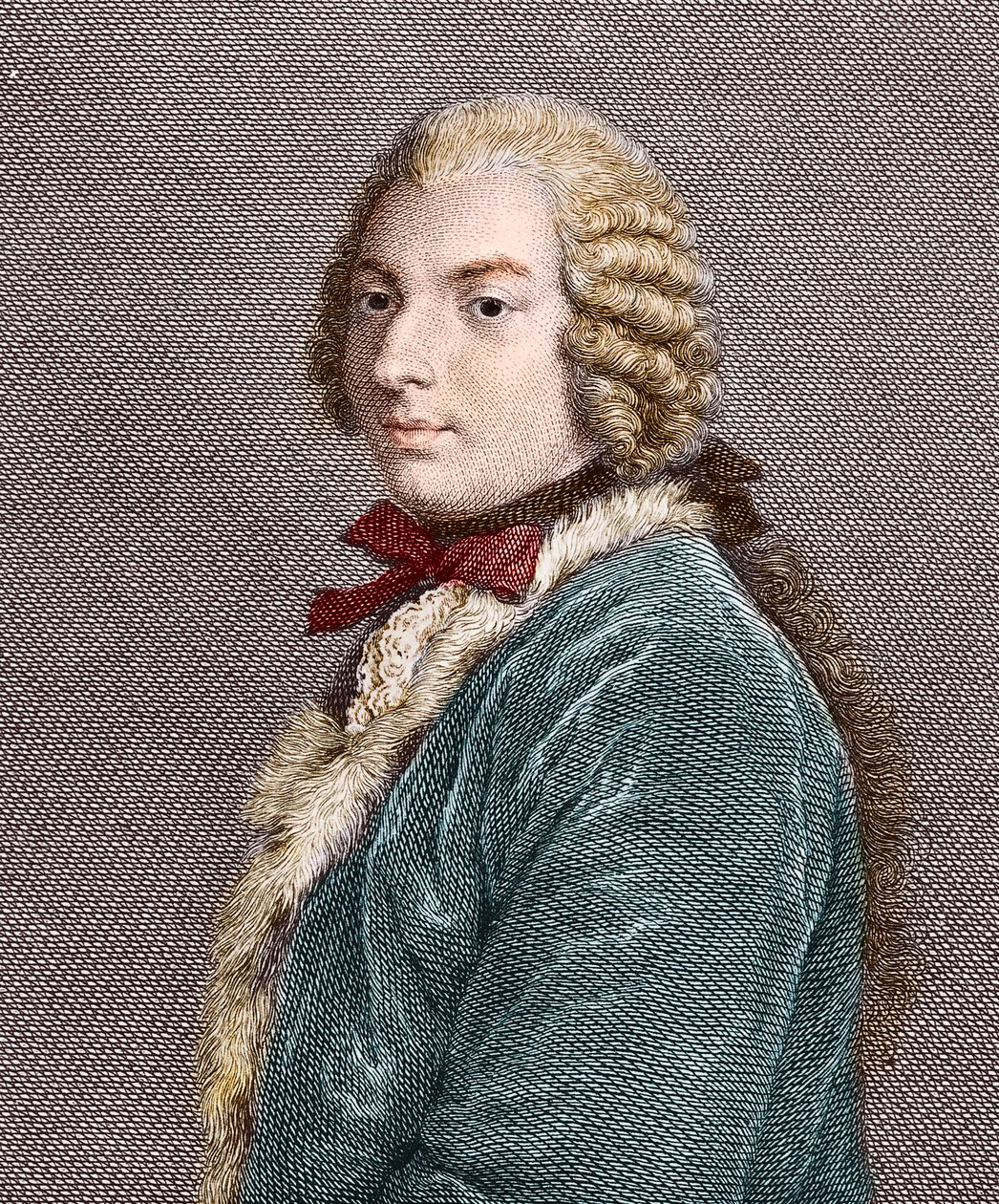 Muotokuva kreivi Francesco Algarottista, italialaisesta kirjailijasta, taidekriitikosta ja taidekauppiaasta valistuskauden aikana. tekijältä Artist Unknown