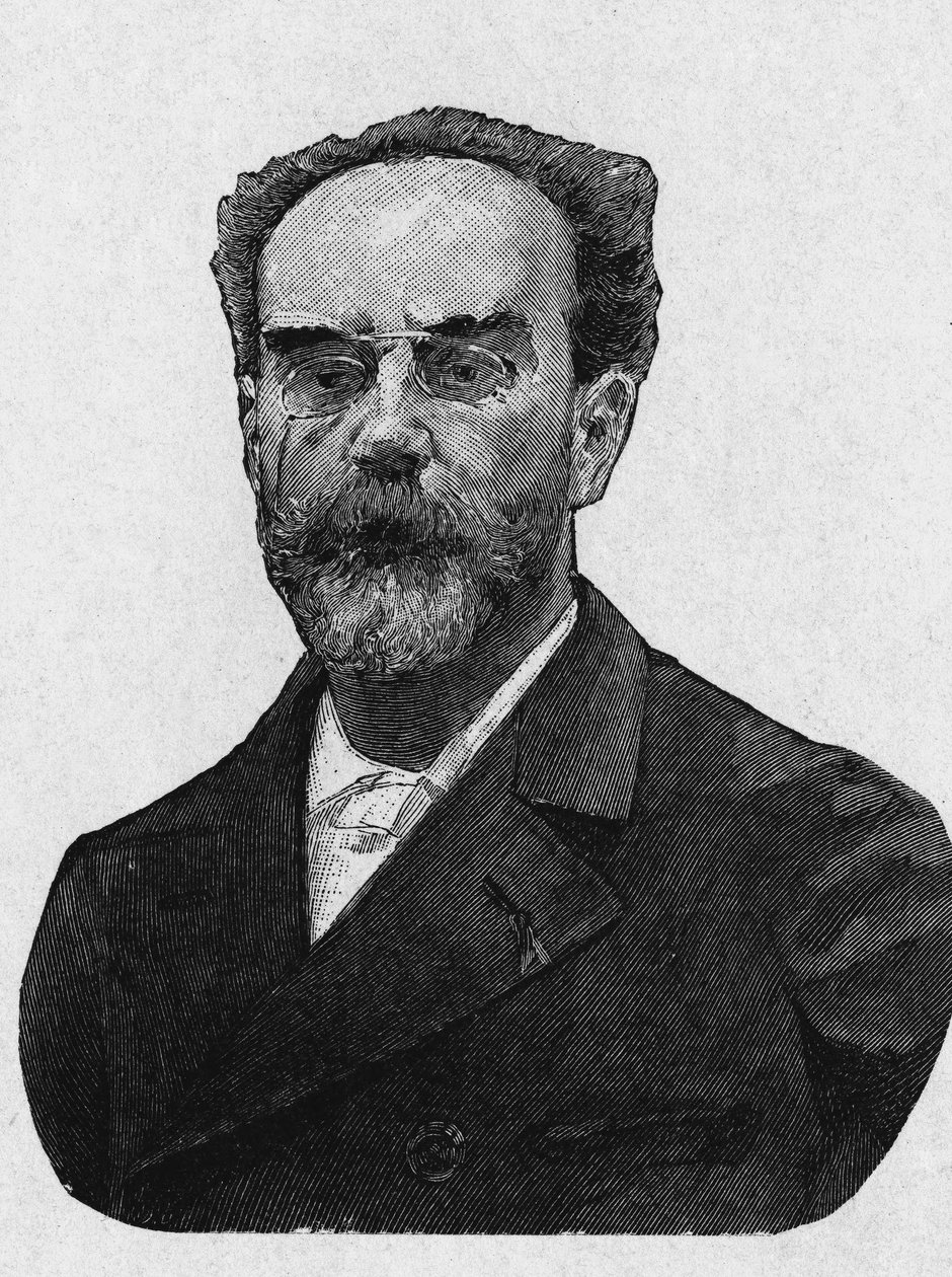 Muotokuva Gabriel Lippmannista, ranskalaisesta fyysikosta, joka vaikutti värivalokuvauksen keksimiseen . tekijältä Artist Unknown